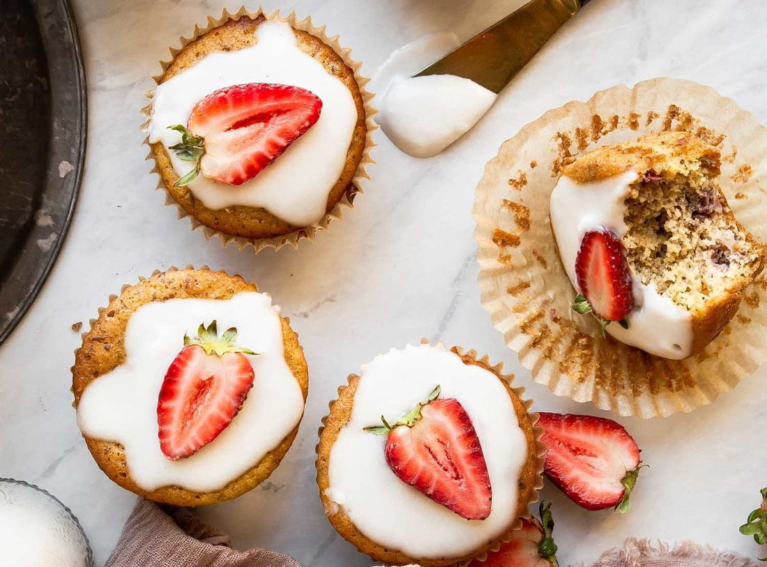 Keto Strawberry Muffins with Coconut Butter Glaze